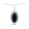 Genuine Blue Sapphire and Diamond Halo Pendant