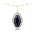 Genuine Blue Sapphire and Diamond Halo Pendant by Fine Color Jewels