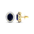 Genuine Blue Sapphire and Diamond Studs Earrings by Fine Color Jewels