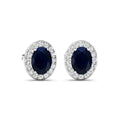Genuine Blue Sapphire and Diamond Studs Earrings by Fine Color Jewels