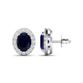 Genuine Blue Sapphire and Diamond Studs Earrings by Fine Color Jewels