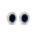 Genuine Blue Sapphire and Diamond Studs Earrings by Fine Color Jewels