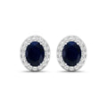 Genuine Blue Sapphire and Diamond Studs Earrings by Fine Color Jewels