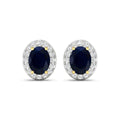 Genuine Blue Sapphire and Diamond Studs Earrings by Fine Color Jewels
