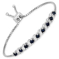 Genuine Blue Sapphire and White Topaz Bolo Bracelet by Fine Color Jewels