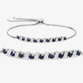 Genuine Blue Sapphire and White Topaz Bolo Bracelet by Fine Color Jewels
