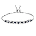 Genuine Blue Sapphire and White Topaz Bolo Bracelet by Fine Color Jewels
