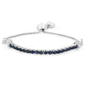 Genuine Blue Sapphire and White Zircon Bolo Bracelet by Fine Color Jewels