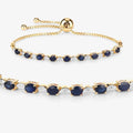 Genuine Blue Sapphire Diamond Bolo Bracelet by Fine Color Jewels