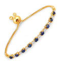 Genuine Blue Sapphire Diamond Bolo Bracelet by Fine Color Jewels