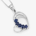 Genuine Blue Sapphire Heart Shape Pendant Necklace by Fine Color Jewels