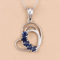 Genuine Blue Sapphire Heart Shape Pendant Necklace by Fine Color Jewels