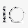 Genuine Blue Sapphire Hoop Earrings by Fine Color Jewels