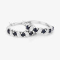 Genuine Blue Sapphire Hoop Earrings by Fine Color Jewels