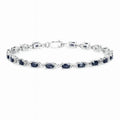 Genuine Blue Sapphire Silver Tennis Bracelet by Fine Color Jewels
