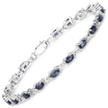 Genuine Blue Sapphire Silver Tennis Bracelet by Fine Color Jewels