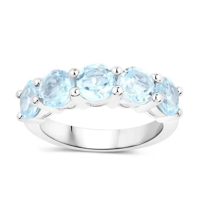 Genuine Blue Topaz 5 Stone Ring by Fine Color Jewels