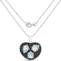 Genuine Blue Topaz and Black Spinel Heart Pendant by Fine Color Jewels