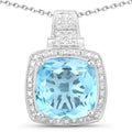 Genuine Blue Topaz Bold Pendant Necklace by Fine Color Jewels