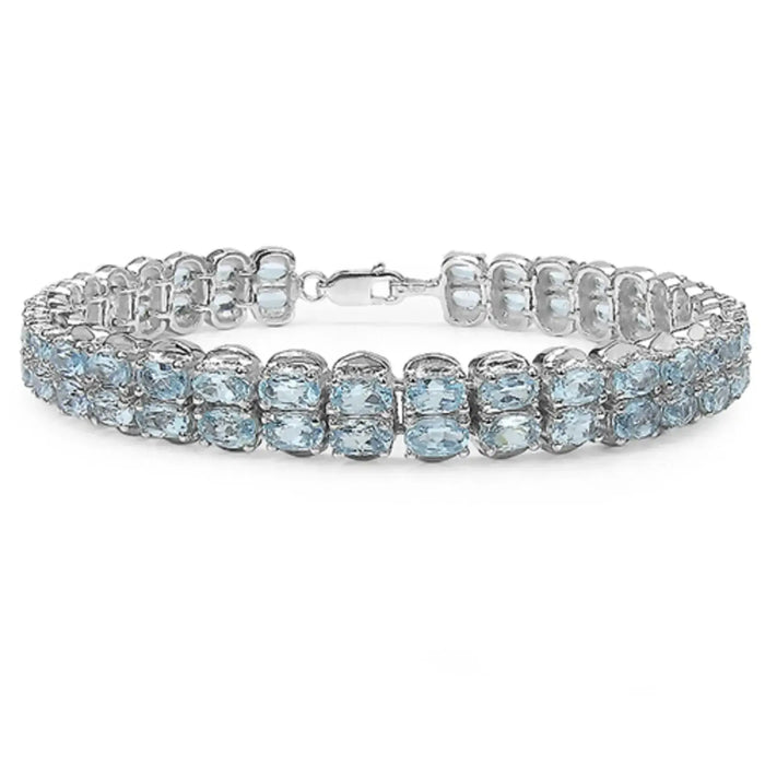 Genuine Blue Topaz Bracelet Silver by Fine Color Jewels