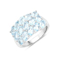 Genuine Blue Topaz Cluster Ring Silver by Fine Color Jewels