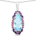 Genuine Blue Topaz Drop Necklace by Fine Color Jewels