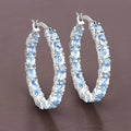 Genuine Blue Topaz Hoop Earrings by Fine Color Jewels