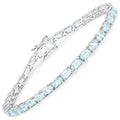 Genuine Blue Topaz Tennis Silver Bracelet by Fine Color Jewels