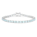 Genuine Blue Topaz Tennis Silver Bracelet by Fine Color Jewels