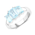 Genuine Blue Topaz Three Stone Ring by Fine Color Jewels