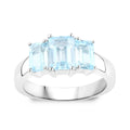 Genuine Blue Topaz Three Stone Ring by Fine Color Jewels