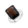 Genuine Brown Smoky Quartz Solitaire Ring by Fine Color Jewels