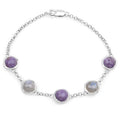 Genuine Charolite And Labradorite Strand Bracelet by Fine Color Jewels