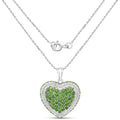 Genuine Chrome Diopside Heart Necklace by Fine Color Jewels
