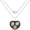 Genuine Citrine and Black Spinel Heart Necklace by Fine Color Jewels