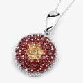 Genuine Citrine Garnet Cluster Necklace by Fine Color Jewels