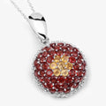 Genuine Citrine Garnet Cluster Necklace by Fine Color Jewels