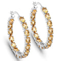 Genuine Citrine Hoop Earrings by Fine Color Jewels