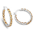 Genuine Citrine Hoop Earrings by Fine Color Jewels