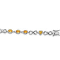 Genuine Citrine Silver Link Infinity Heart Bracelet by Fine Color Jewels