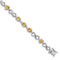 Genuine Citrine Silver Link Infinity Heart Bracelet by Fine Color Jewels