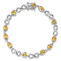 Genuine Citrine Silver Link Infinity Heart Bracelet by Fine Color Jewels