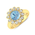 Genuine Diamond and Aquamarine Halo Ring by Fine Color Jewels