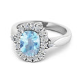 Genuine Diamond and Aquamarine Halo Ring by Fine Color Jewels