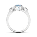 Genuine Diamond and Aquamarine Halo Ring by Fine Color Jewels