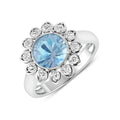 Genuine Diamond and Aquamarine Halo Ring by Fine Color Jewels