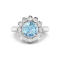 Genuine Diamond and Aquamarine Halo Ring by Fine Color Jewels