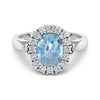Genuine Diamond and Aquamarine Halo Ring