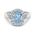 Genuine Diamond and Aquamarine Halo Ring by Fine Color Jewels