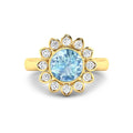 Genuine Diamond and Aquamarine Halo Ring by Fine Color Jewels